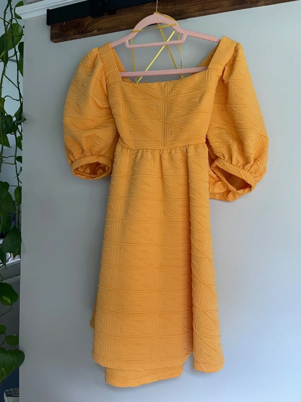 Free People Orange Puff Sleeve Babydoll Dress